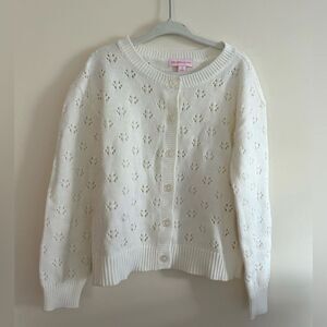 NWT White Girls Sz 5 Pointelle Knit Button Down Cardigan Sweater- Design History